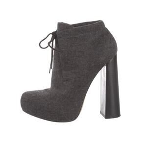 Alexander Wang Platform Boots Women's 8 Charcoal Gray Wool Heels Gently Used